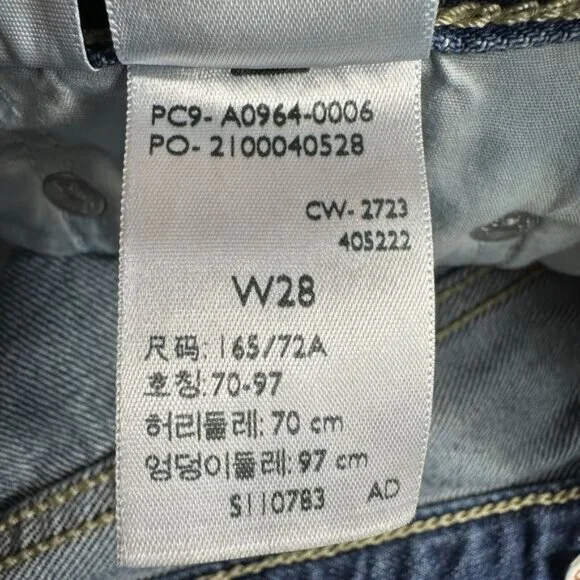 Levi's LOW PRO STRAIGHT Leg Sz 28 Blue Distressed Jeans Denim Pants 29x29.5 - Picture 12 of 13